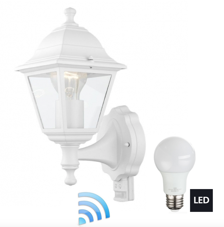 LED 9 Watt Aussenleuchte mit Bewegungsmelder Aussenlampe Weiß Eglo